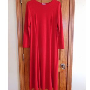 Coldwater Creek Women's Dress, Crew Neck, Long Sleeve, Midi, Back Tie belt, PS